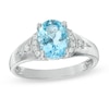 Thumbnail Image 0 of Oval Aquamarine and Diamond Accent Ring in 10K White Gold