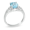 Thumbnail Image 1 of Oval Aquamarine and Diamond Accent Ring in 10K White Gold