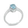Oval Aquamarine and Diamond Accent Ring in 10K White Gold
