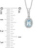 Thumbnail Image 2 of Oval Aquamarine and 0.09 CT. T.W. Diamond Frame Pendant in 10K White Gold