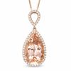 Thumbnail Image 1 of Pear-Shaped Morganite and 0.23 CT. T.W. Diamond Pendant in 14K Rose Gold