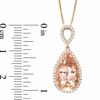 Thumbnail Image 2 of Pear-Shaped Morganite and 0.23 CT. T.W. Diamond Pendant in 14K Rose Gold