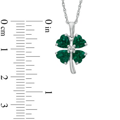 Heart-Shaped Lab-Created Emerald and  White Sapphire Clover Pendant in Sterling Silver