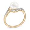 Thumbnail Image 1 of 7.5 - 8.0mm Cultured Freshwater Pearl and Diamond Accent Ring in 10K Gold