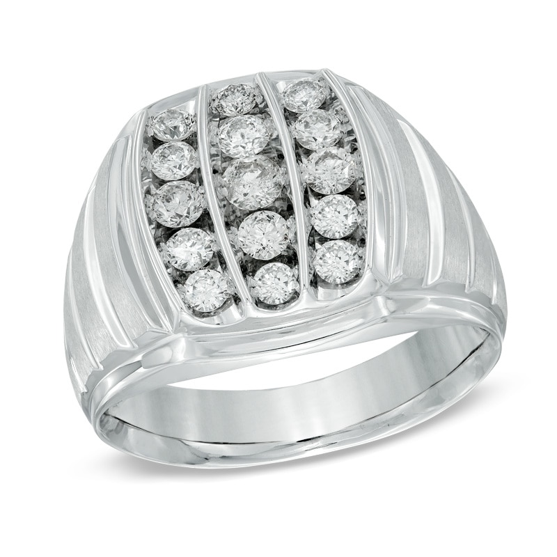 Main Image 1 of 1.00 CT. T.W. Diamond Stripe Ring in 10K White Gold