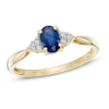Thumbnail Image 0 of Oval Blue Sapphire and Diamond Accent Ring in 14K Gold