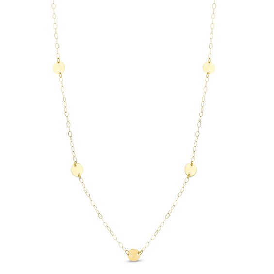 Round Disc Necklace in 10K Gold - 30"