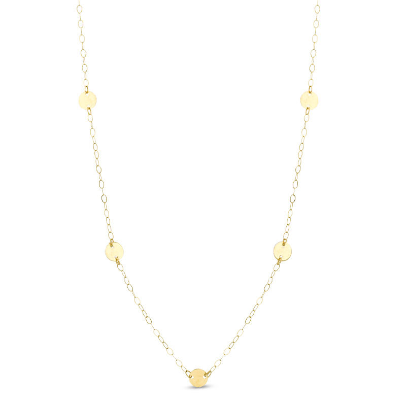 Round Disc Necklace in 10K Gold - 30"