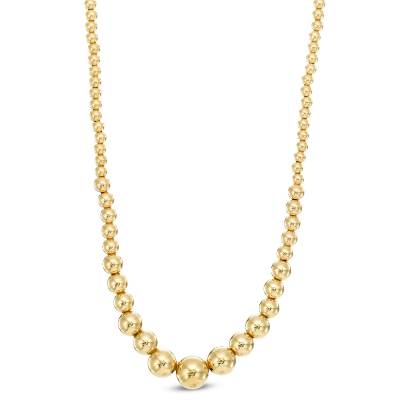 Main Image 1 of Graduated Bead Necklace in 10K Gold - 17"