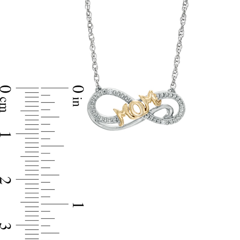 Diamond Accent "MOM" Infinity Necklace in Sterling Silver and 14K Gold Plate|Peoples Jewellers