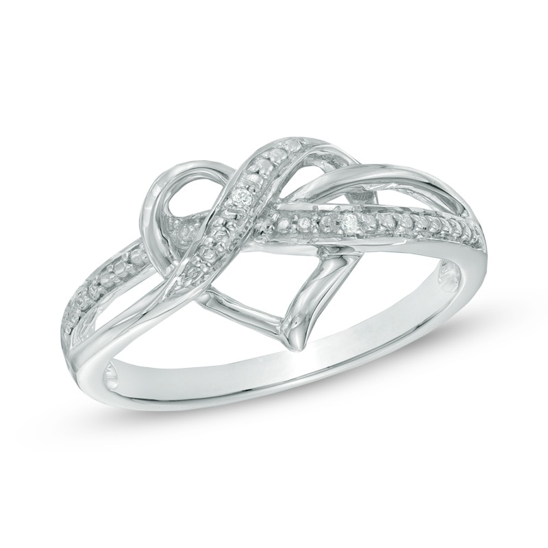 Diamond Accent Swirled Heart Ring in Sterling Silver|Peoples Jewellers