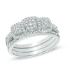 Thumbnail Image 1 of 0.45 CT. T.W. Diamond Three Stone Cluster Three Piece Bridal Set in 10K White Gold