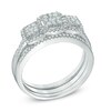 Thumbnail Image 2 of 0.45 CT. T.W. Diamond Three Stone Cluster Three Piece Bridal Set in 10K White Gold