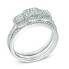 Thumbnail Image 1 of 0.45 CT. T.W. Diamond Three Stone Cluster Three Piece Bridal Set in 10K White Gold