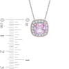 Thumbnail Image 1 of 7.0mm Cushion-Cut Lab-Created Pink and White Sapphire Frame Pendant in Sterling Silver with 14K Rose Gold Plate