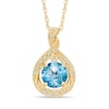 Thumbnail Image 0 of 7.0mm Swiss Blue Topaz and Lab-Created White Sapphire Pendant in Sterling Silver with 14K Gold Plate