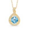 7.0mm Swiss Blue Topaz and Lab-Created White Sapphire Pendant in Sterling Silver with 14K Gold Plate
