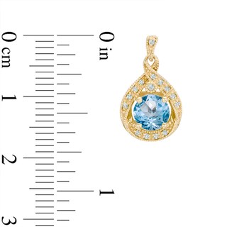 6.0mm Swiss Blue Topaz and Lab-Created White Sapphire Earrings in Sterling Silver with 14K Gold Plate