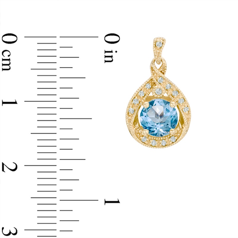 6.0mm Swiss Blue Topaz and Lab-Created White Sapphire Earrings in Sterling Silver with 14K Gold Plate