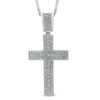 Thumbnail Image 1 of Men's 0.15 CT. T.W. Diamond Cross Pendant in Sterling Silver - 22"