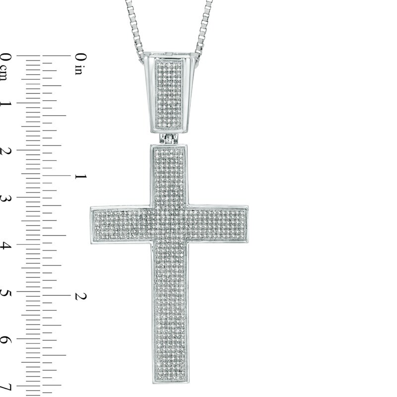 Main Image 2 of Men's 1.56 CT. T.W. Diamond Cross Pendant in Sterling Silver - 22"