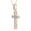 Thumbnail Image 1 of Men's 0.09 CT. T.W. Diamond Cross Pendant in Sterling Silver with 14K Gold Plate - 22"