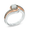 Thumbnail Image 1 of 1.00 CT. T.W. Champagne and White Diamond Swirl Bridal Set in 14K Two-Tone Gold