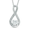 Thumbnail Image 1 of 5.0mm Lab-Created White Sapphire and Diamond Accent Infinity Pendant in Sterling Silver