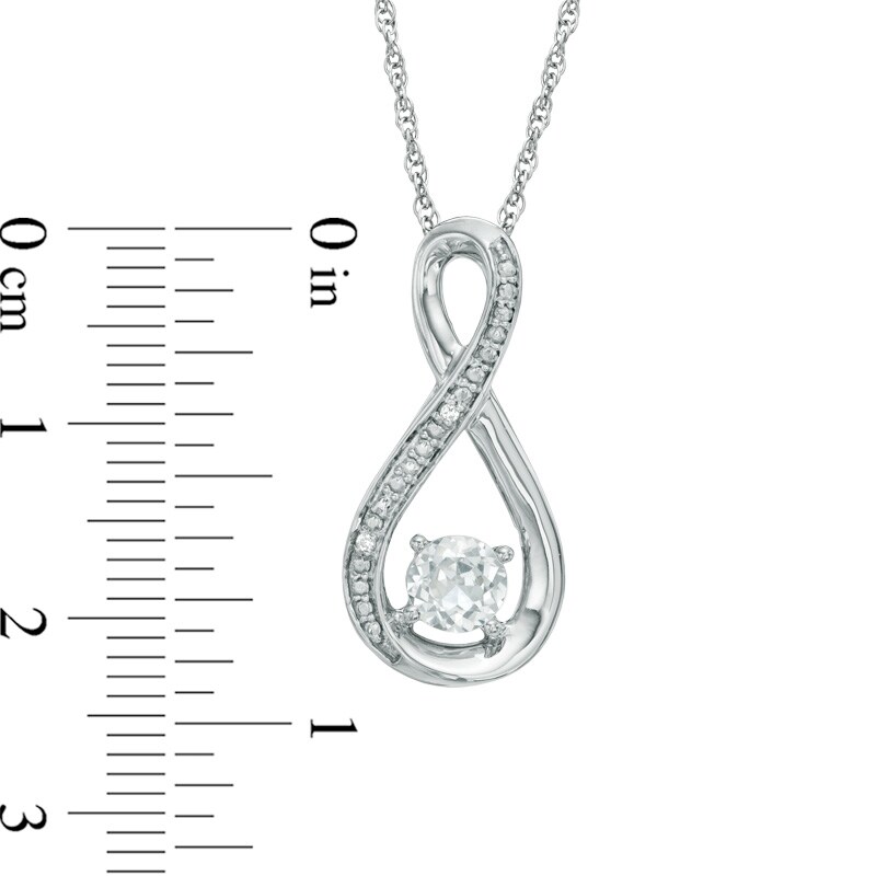 Main Image 2 of 5.0mm Lab-Created White Sapphire and Diamond Accent Infinity Pendant in Sterling Silver