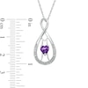 Thumbnail Image 1 of 5.0mm Heart-Shaped Amethyst and Diamond Accent "MOM" Infinity Pendant in Sterling Silver