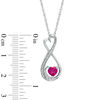 5.0mm Heart-Shaped Lab-Created Ruby and Diamond Accent Mom Heart Pendant in Sterling Silver