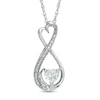 Thumbnail Image 0 of 5.0mm Heart-Shaped White Lab-Created Sapphire and Diamond Accent Mom Heart Pendant in Sterling Silver