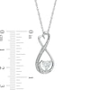 5.0mm Heart-Shaped White Lab-Created Sapphire and Diamond Accent Mom Heart Pendant in Sterling Silver