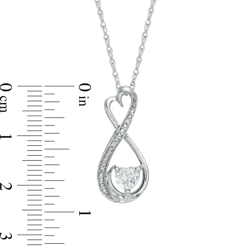 5.0mm Heart-Shaped White Lab-Created Sapphire and Diamond Accent Mom Heart Pendant in Sterling Silver