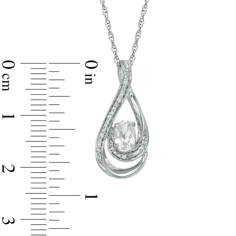 Oval Lab-Created White Sapphire and Diamond Accent Loop Pendant in Sterling Silver