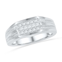 0.33 CT. T.W. Diamond Rope Ring in 10K White Gold