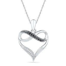 0.10 CT. T.W. Enhanced Black and White Diamond Infinity Heart Pendant in Sterling Silver
