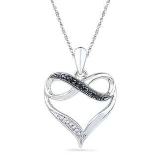 0.10 CT. T.W. Enhanced Black and White Diamond Infinity Heart Pendant in Sterling Silver