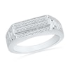 Thumbnail Image 1 of Men's 0.20 CT. T.W. Diamond Greek Key Ring in 10K White Gold