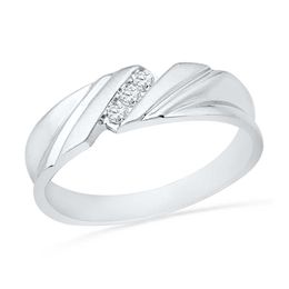 0.16 CT. T.W. Diamond Slant Ring in 10K White Gold