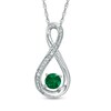 Thumbnail Image 1 of 5.0mm Lab-Created Emerald and Diamond Accent Infinity Pendant in Sterling Silver