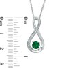 Thumbnail Image 2 of 5.0mm Lab-Created Emerald and Diamond Accent Infinity Pendant in Sterling Silver