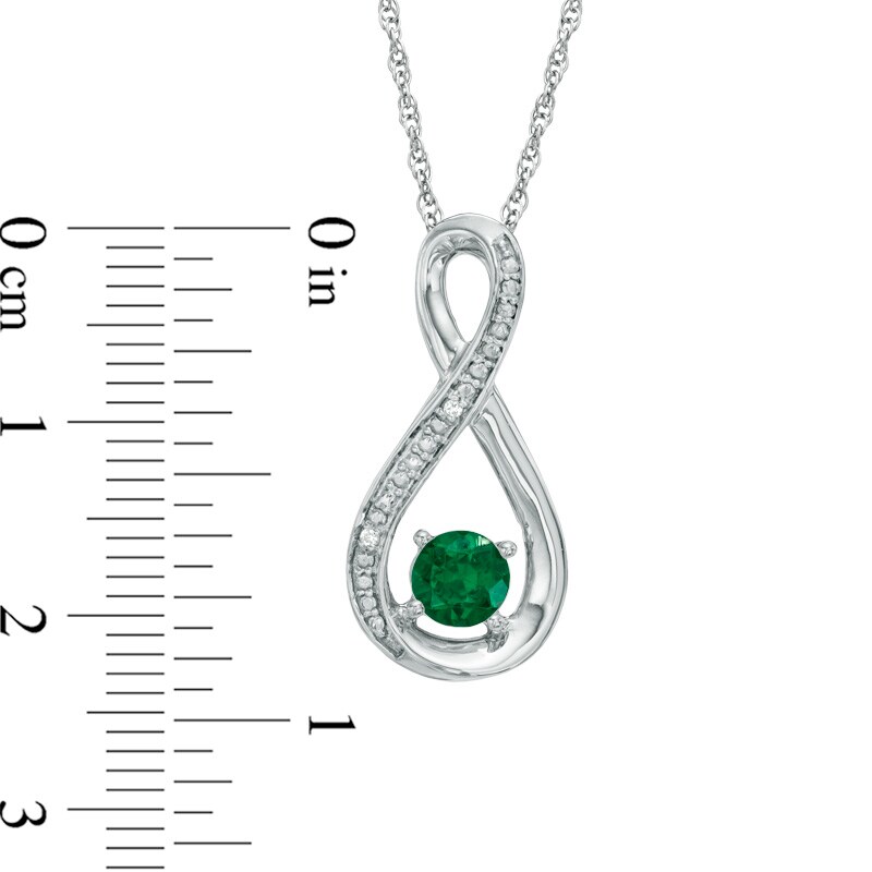 Main Image 2 of 5.0mm Lab-Created Emerald and Diamond Accent Infinity Pendant in Sterling Silver