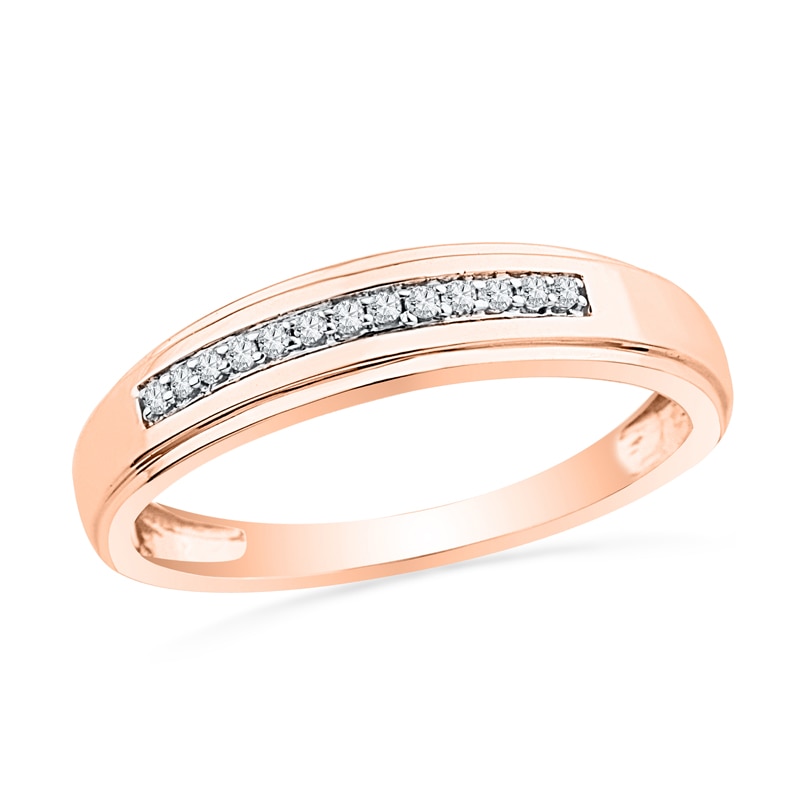 Men's 0.10 CT. T.W. Diamond Wedding Band in 10K Rose Gold|Peoples Jewellers