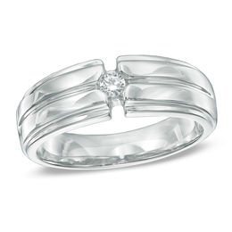0.10 CT. Diamond Solitaire Wedding Band in 10K White Gold