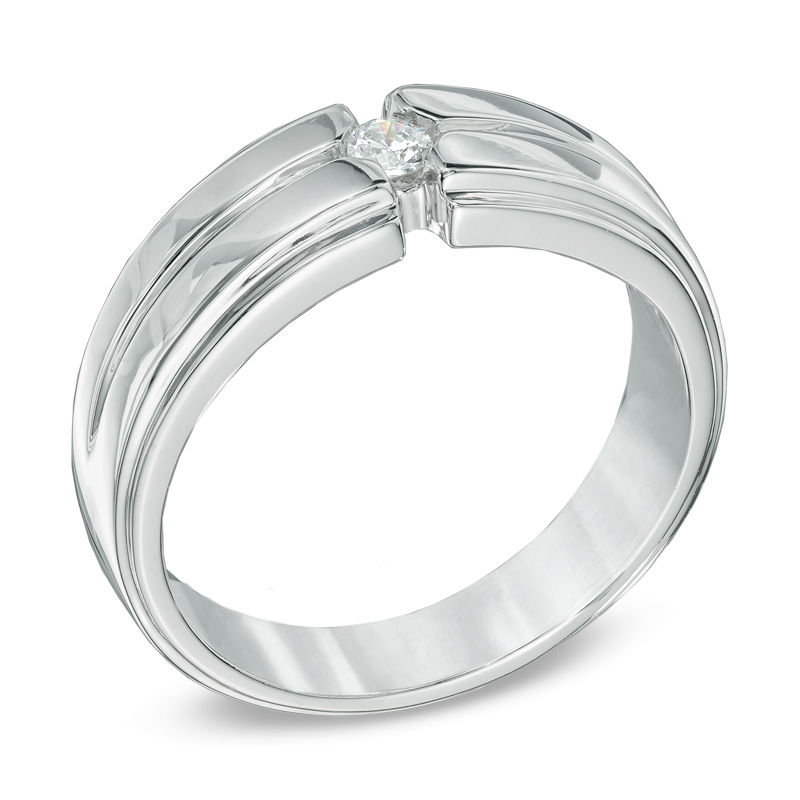 0.10 CT. Diamond Solitaire Wedding Band in 10K White Gold