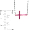 Thumbnail Image 1 of Lab-Created Ruby Sideways Cross Necklace in Sterling Silver