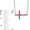 Thumbnail Image 1 of Lab-Created Ruby Sideways Cross Necklace in Sterling Silver