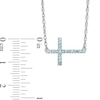 Thumbnail Image 1 of Aquamarine Sideways Cross Necklace in Sterling Silver