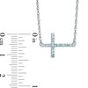 Thumbnail Image 1 of Aquamarine Sideways Cross Necklace in Sterling Silver